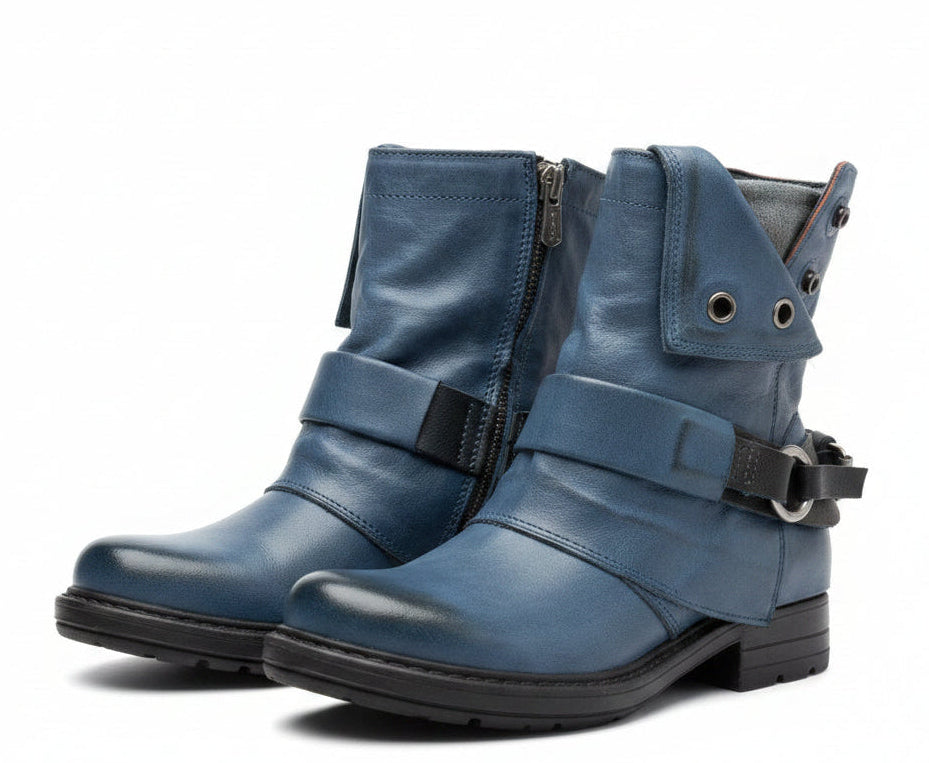 Comfortable Low Heel Ankle Boots with Buckle