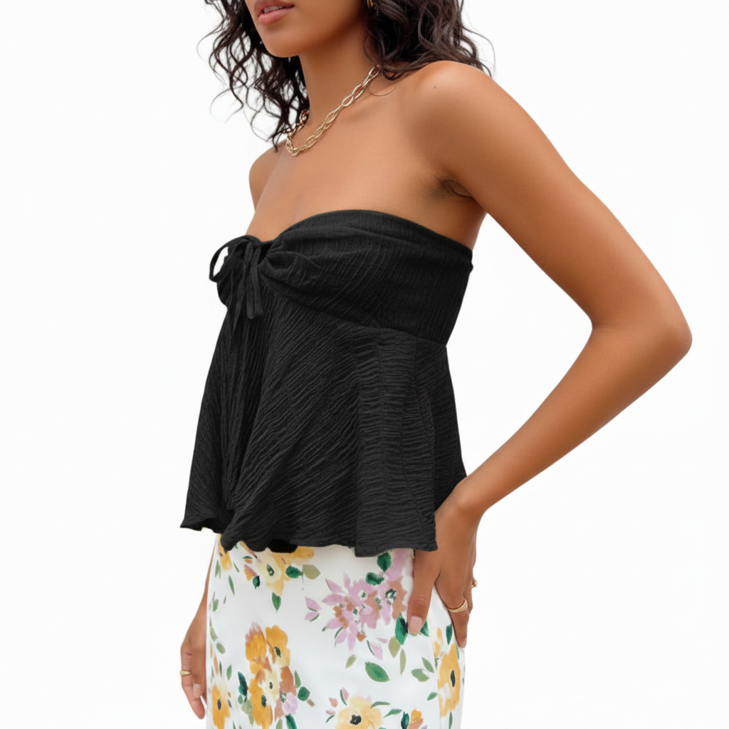 CHRONSTYLE Strapless Ruffled Tube Top