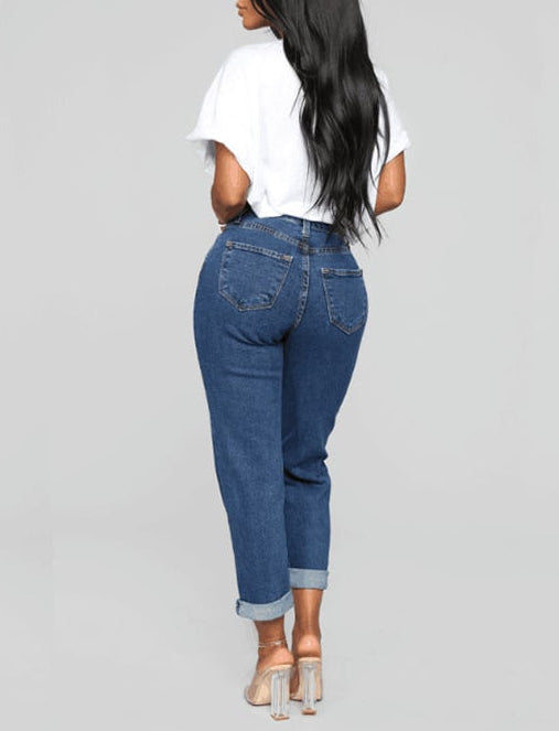 High-Waist Loose Straight-Leg Jeans