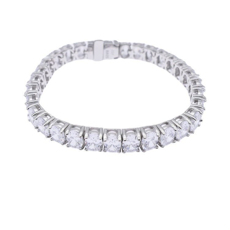 925 Sterling Silver Egg Shaped Zircon Tennis Bracelet