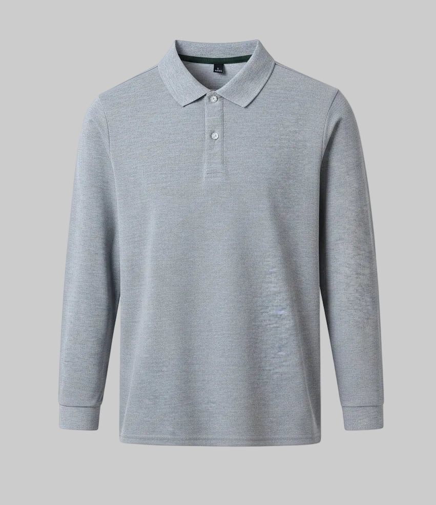 Pearl Cotton Long-Sleeve Polo
