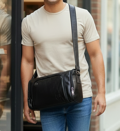 Men's Genuine Leather Shoulder Crossbody Bag