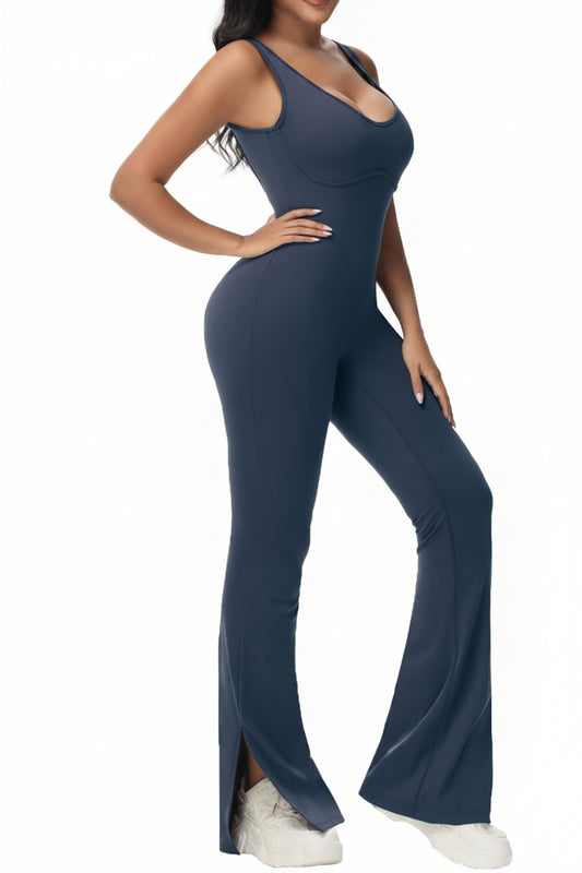 Wenlia Backless/Flared Workout Jumpsuit