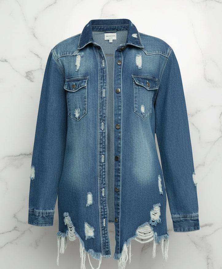 Women's Ripped Denim Jacket
