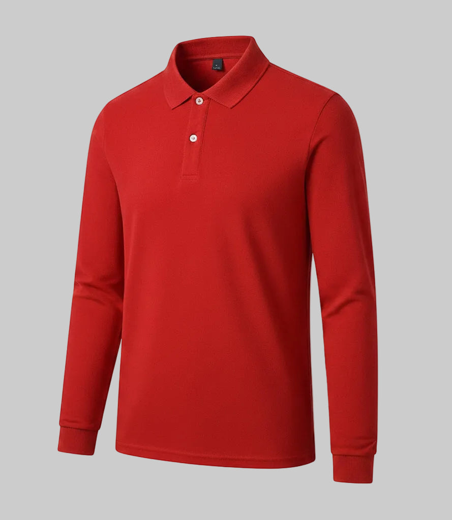 Pearl Cotton Long-Sleeve Polo