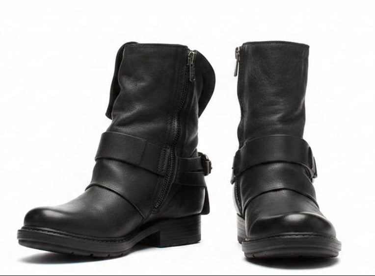 Comfortable Low Heel Ankle Boots with Buckle