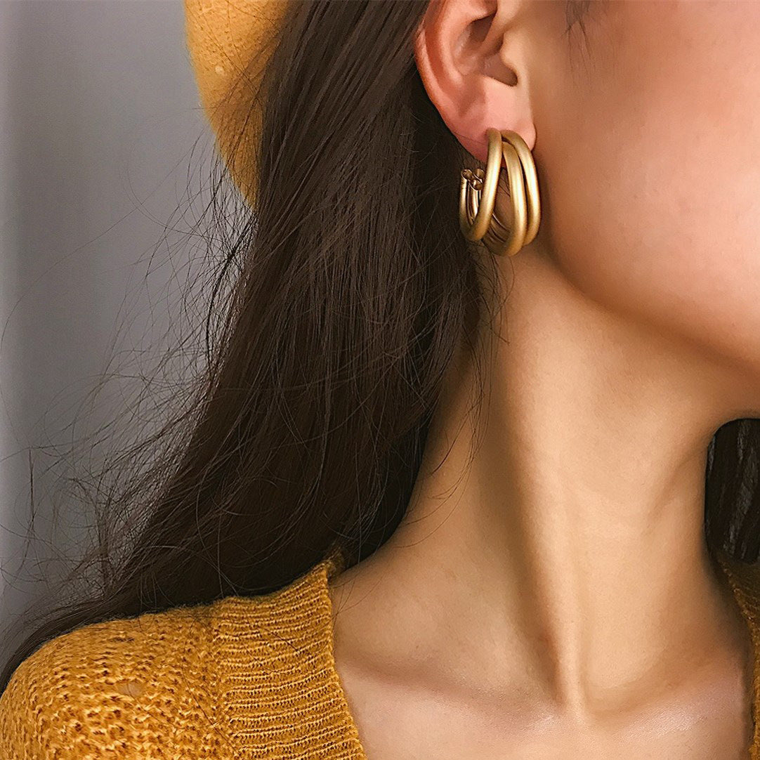 Women's Geometric Matte Earrings - Vintage Style