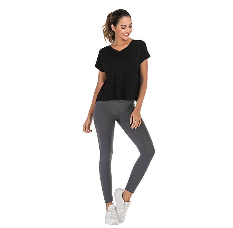 V-Neck Sports T-Shirt - Open Back