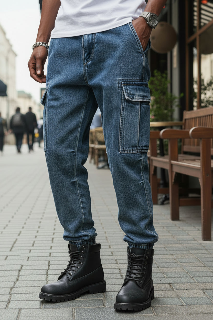 Harem Denim Cargo Pants