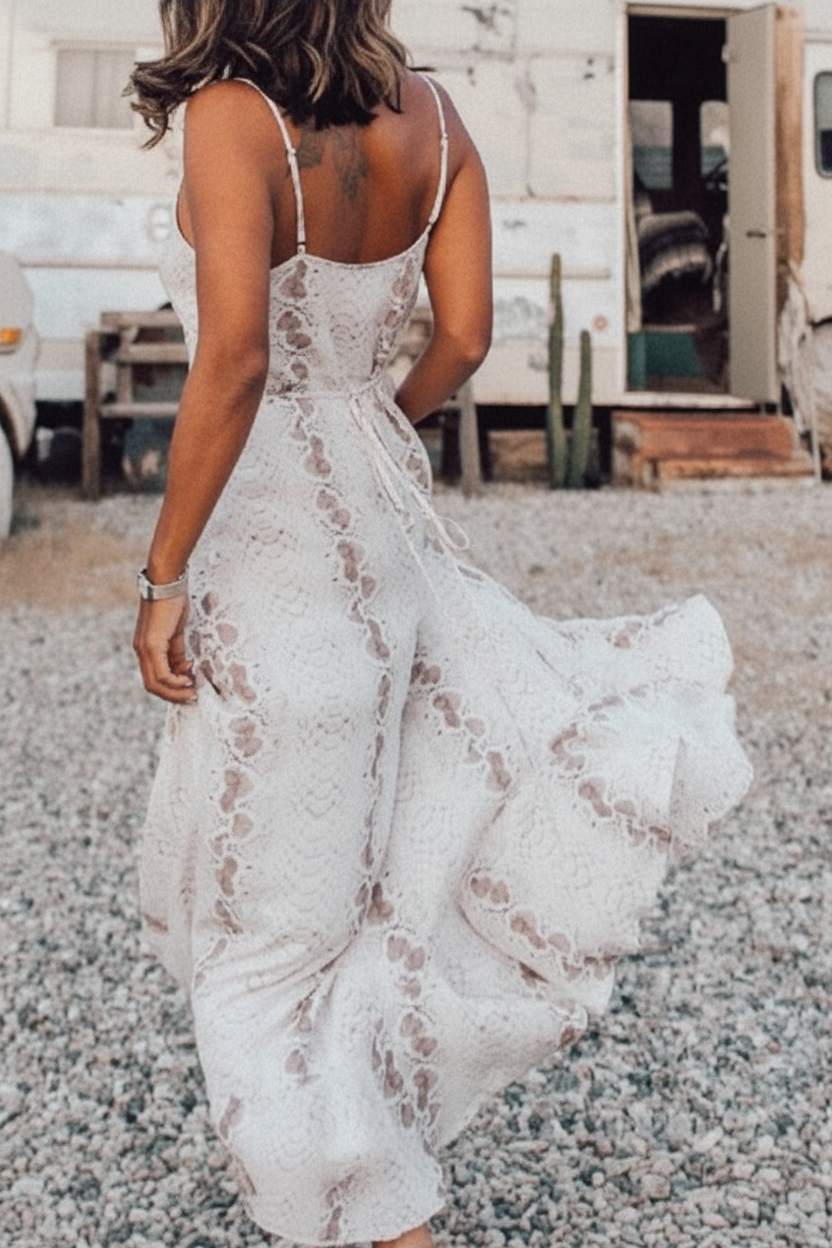 Bohemian Snake Print Ruffled Beach Dress