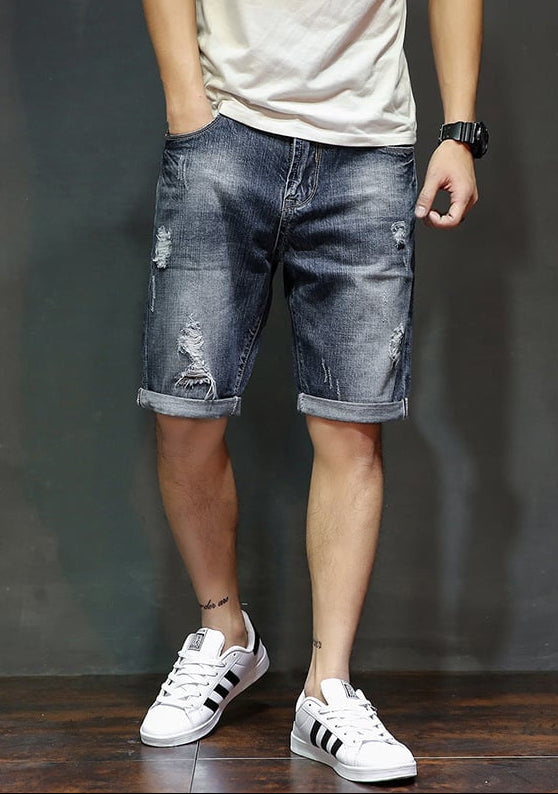 Men's Loose Ripped Denim Shorts