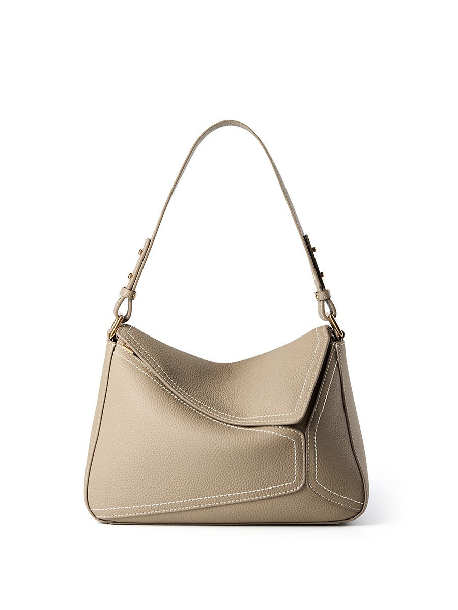 Geometric Cowhide Pillow Shoulder Bag