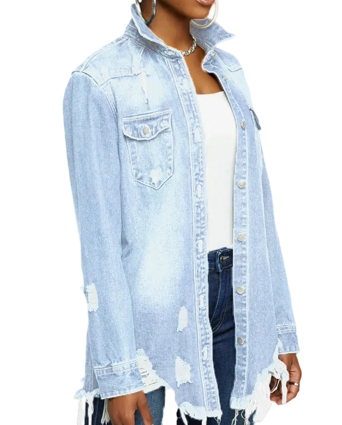 Women's Ripped Denim Jacket