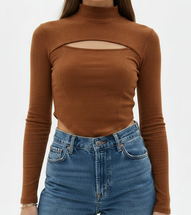 Women's High Neck Long-Sleeve T-Shirt