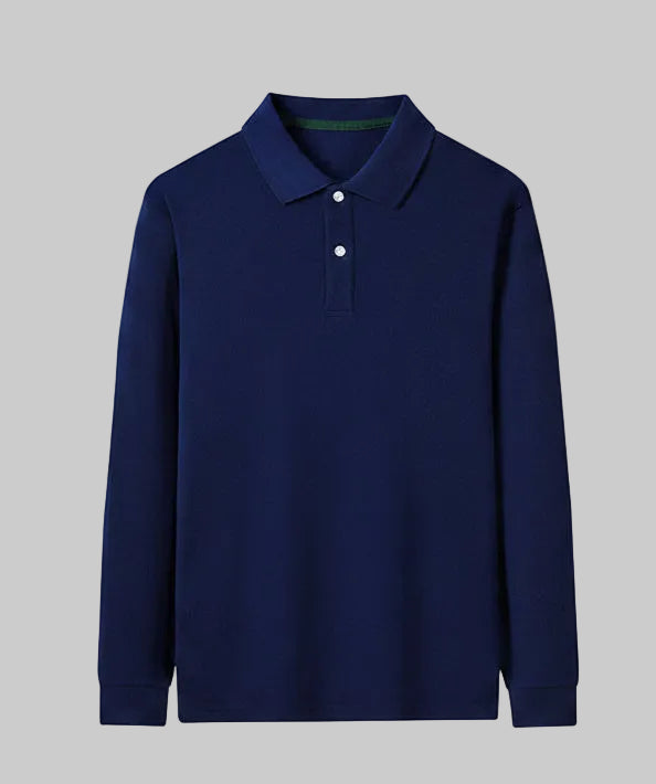 Pearl Cotton Long-Sleeve Polo