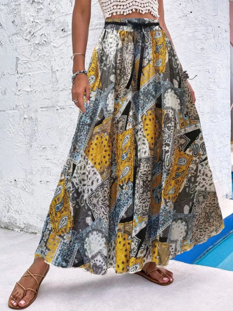 Women's Bohemian Print A-Line Beach Dress