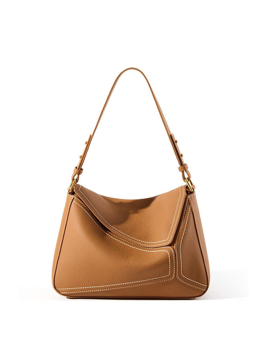 Geometric Cowhide Pillow Shoulder Bag