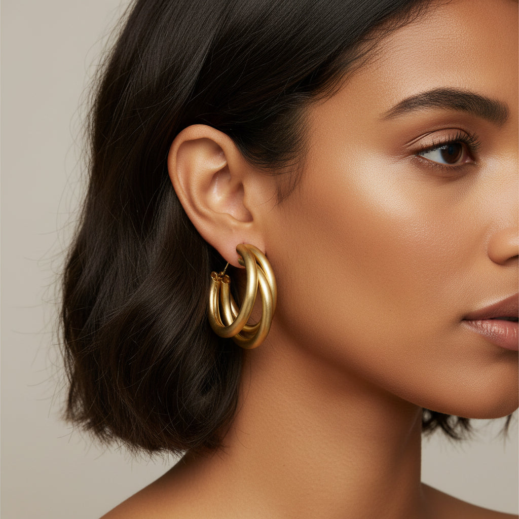 Women's Geometric Matte Earrings - Vintage Style