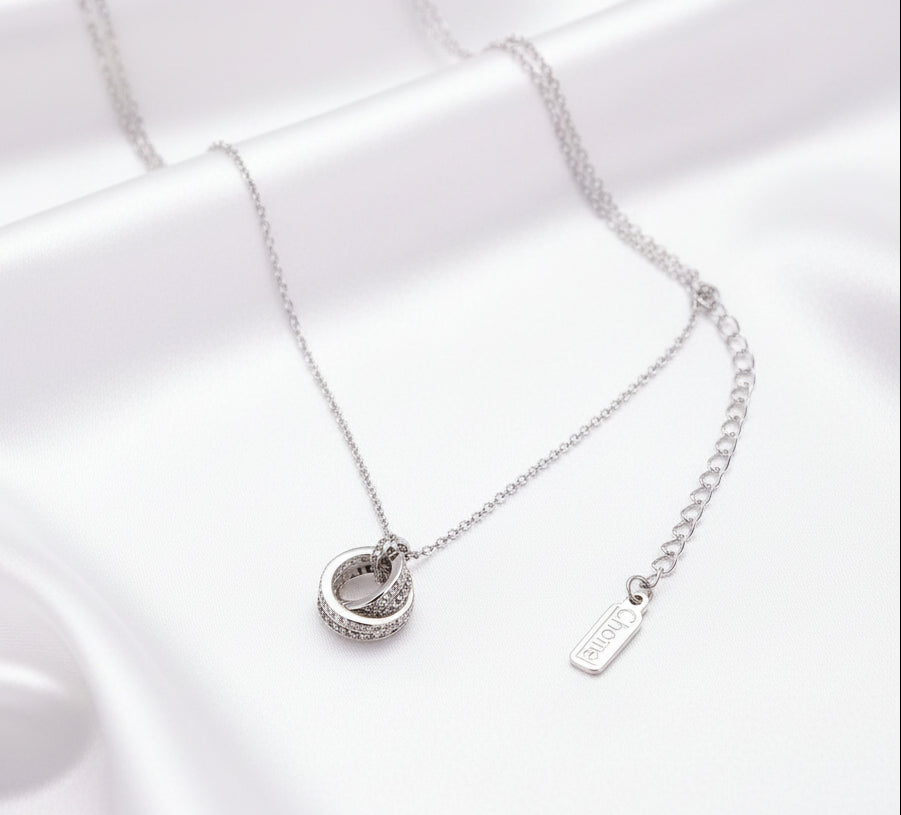 Chomel S925 Silver Women's Double Ring Necklace