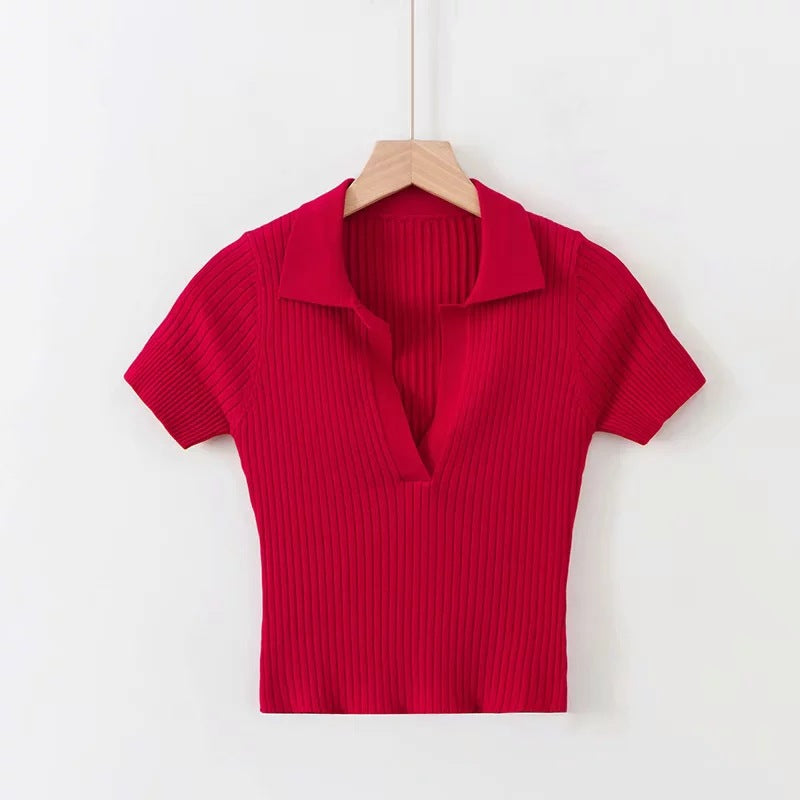Women's Knitted Polo Short-Sleeve