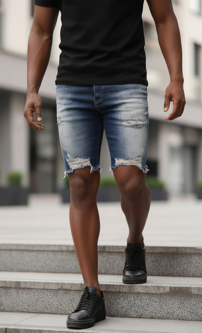 Men's Ripped Denim Shorts - New Style