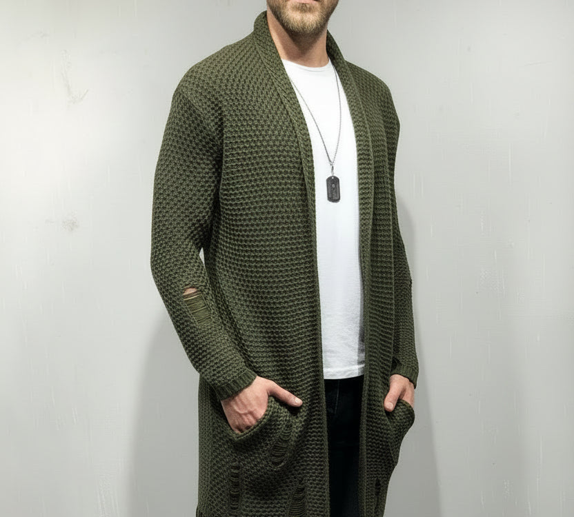 Men's Knitted Long Cardigan