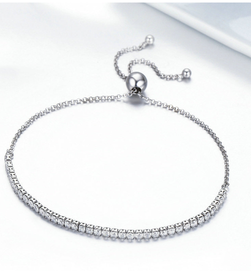 Simple 925 Sterling Silver Zircon Diamond Bracelet