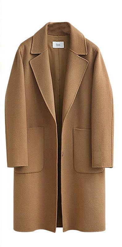 Mid-Length Women's Woolen Slim Coat