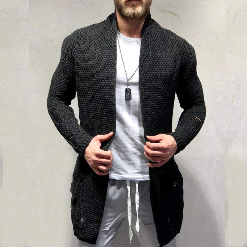 Men's Knitted Long Cardigan