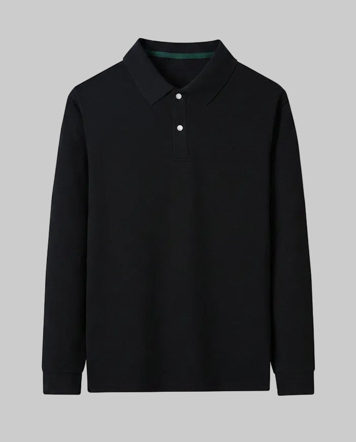 Pearl Cotton Long-Sleeve Polo