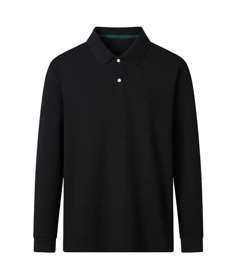 Pearl Cotton Long-Sleeve Polo