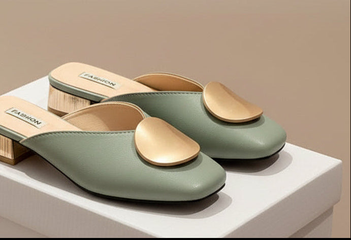 Women's Casual Baotou Low Heel Slippers
