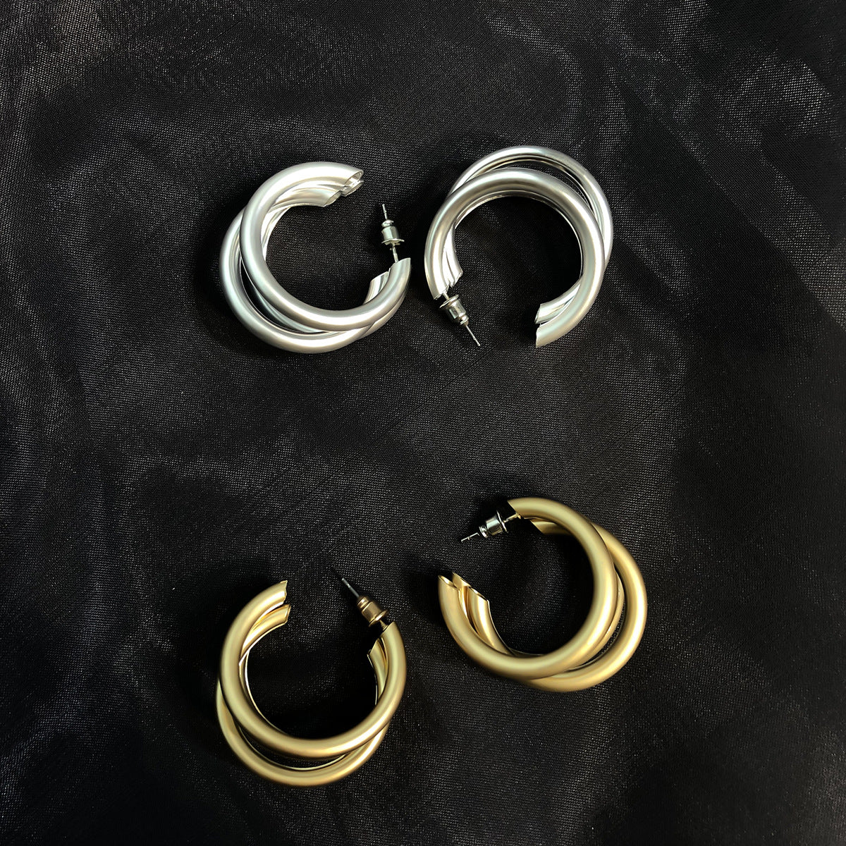 Women's Geometric Matte Earrings - Vintage Style