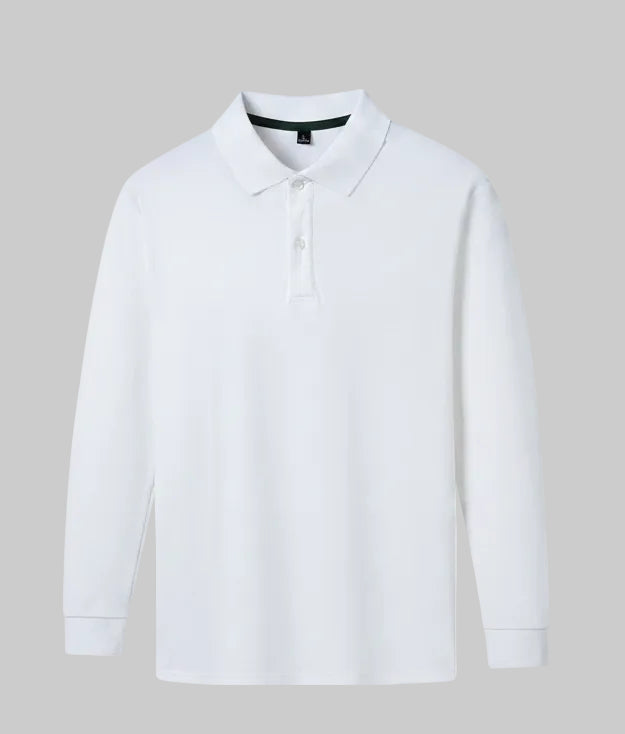 Pearl Cotton Long-Sleeve Polo