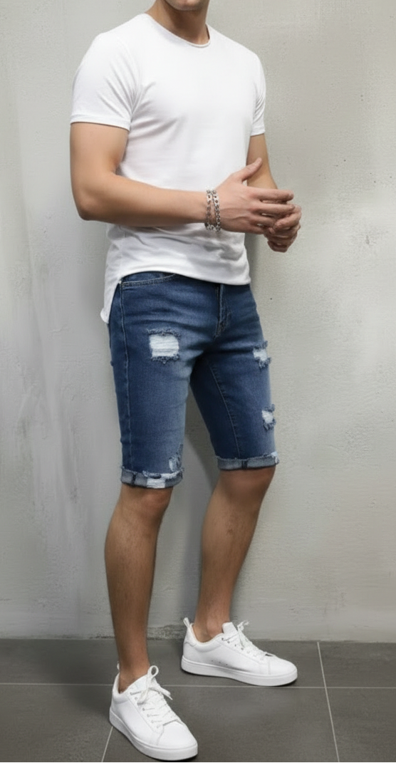 Men's Ripped Fashion Denim Shorts