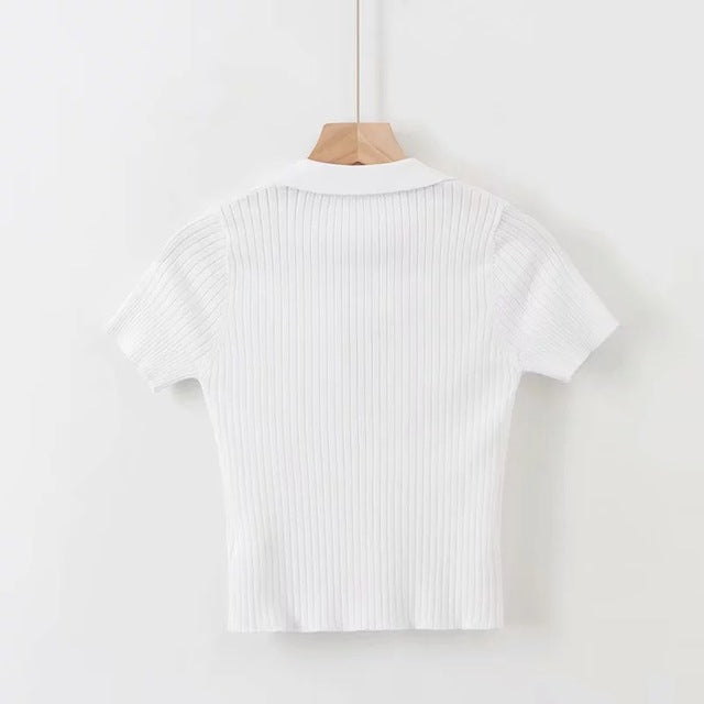 Women's Knitted Polo Short-Sleeve