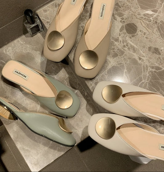 Women's Casual Baotou Low Heel Slippers