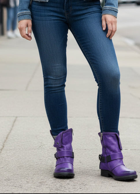 Comfortable Low Heel Ankle Boots with Buckle