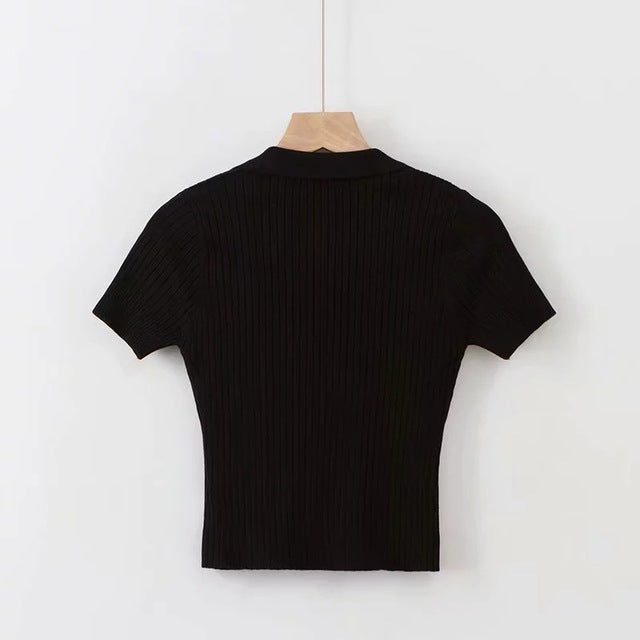 Women's Knitted Polo Short-Sleeve