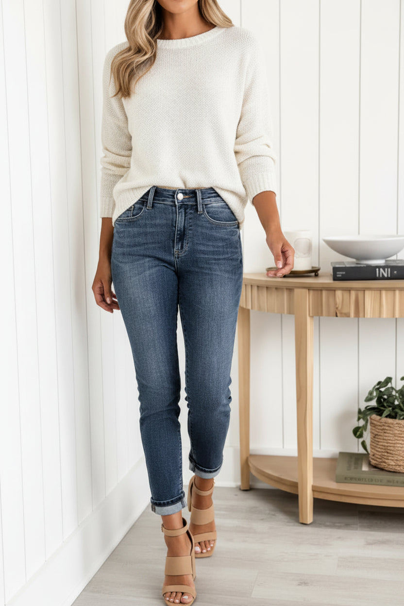 High Grinding Elastic Plus Size Women's Jeans