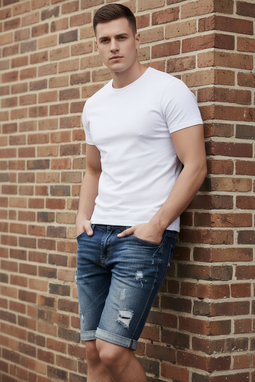 Men's Loose Ripped Denim Shorts