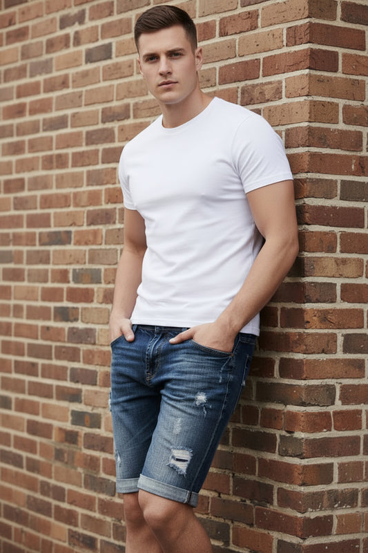 Men's Loose Ripped Denim Shorts