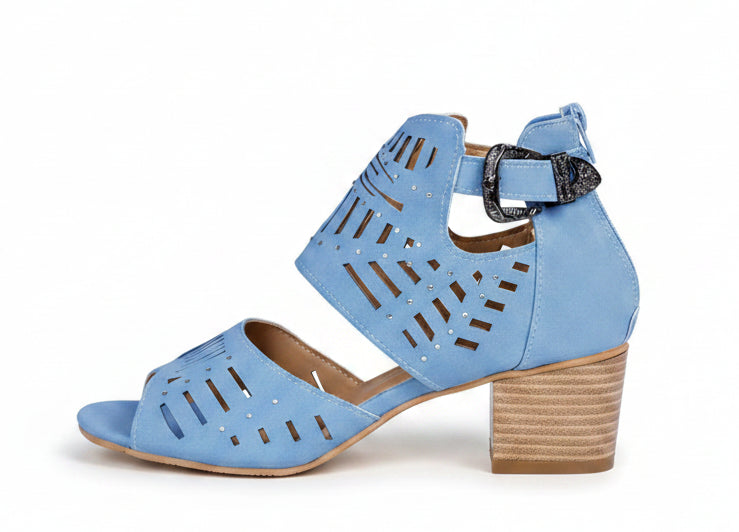 Hollow Carved Thick Heel Ladies Sandals
