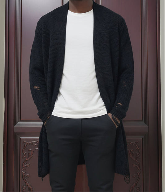 Men's Knitted Long Cardigan