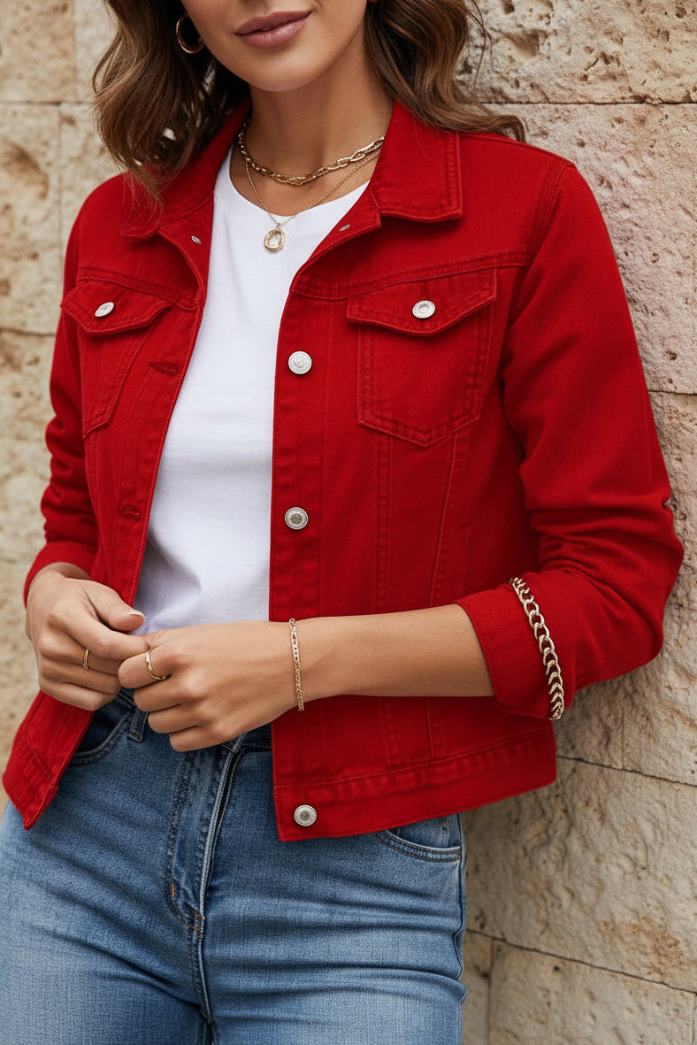 Women's Denim Jacket - Multi-Color