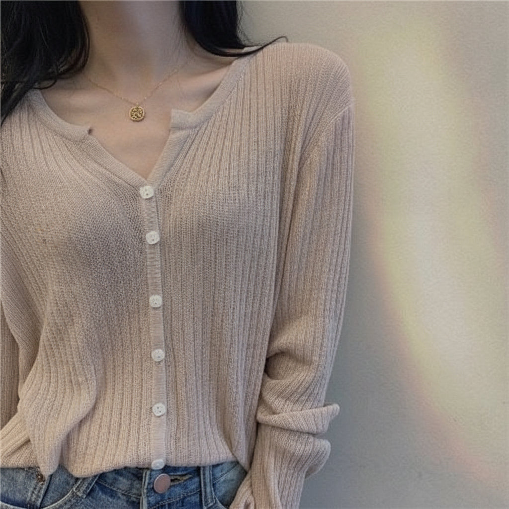 Women's V-Neck Loose Knit Cardigan