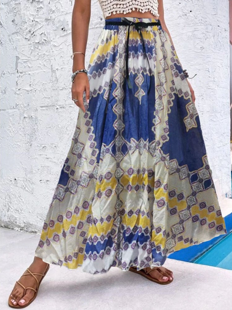 Women's Bohemian Print A-Line Beach Dress