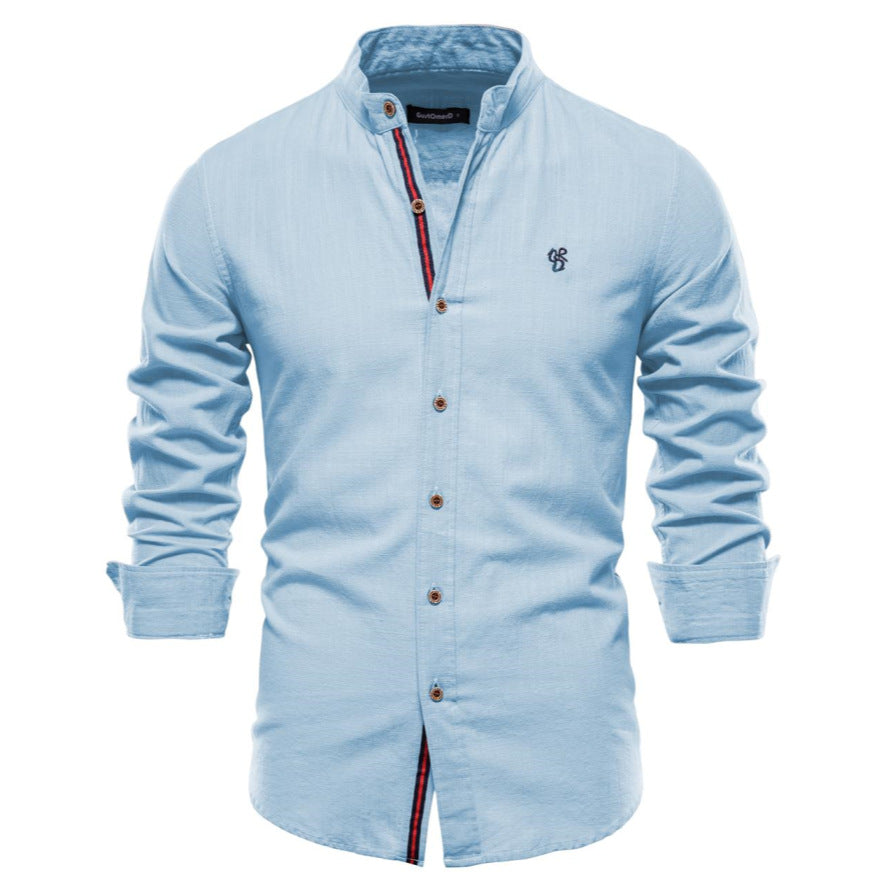 Men's Cotton-Linen Long Sleeve Shirt