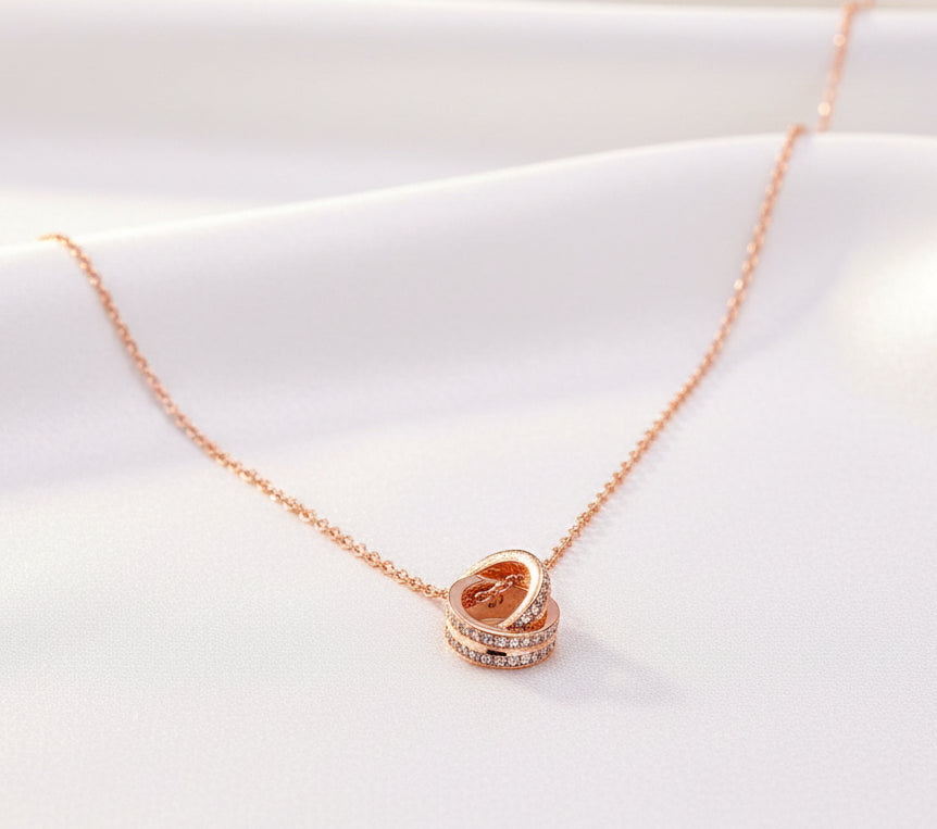 Chomel S925 Silver Women's Double Ring Necklace