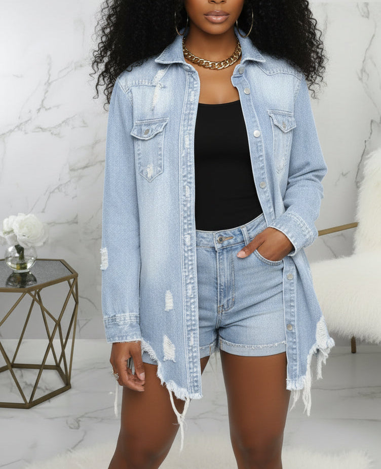 Women's Ripped Denim Jacket